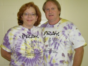 Joey and Angela with camp t-shirts